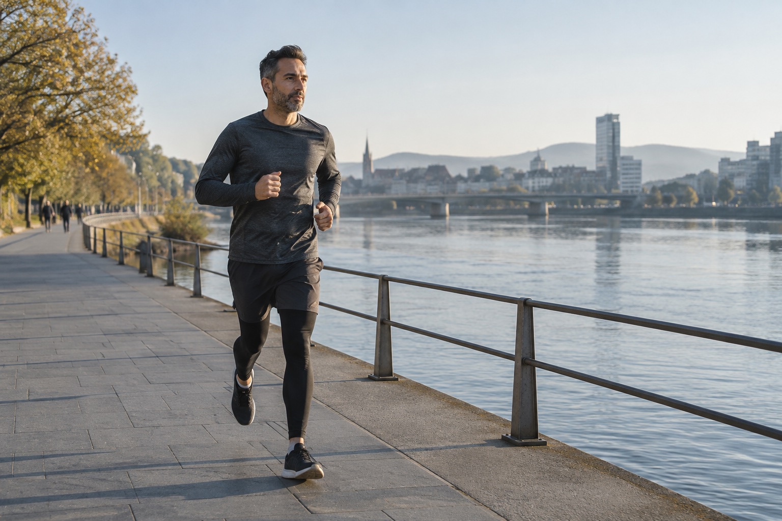 Persona corriendo junto al río